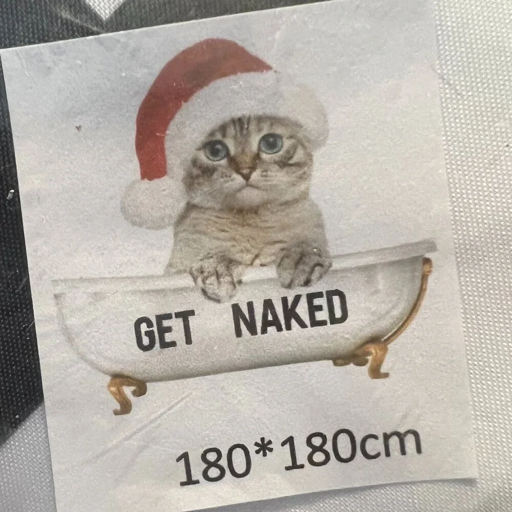 Christmas Cat Shower Curtain Get Naked 72